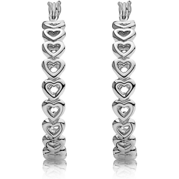 Linked Love Open Heart Cutout Hoop Earrings - Picture 3 of 8